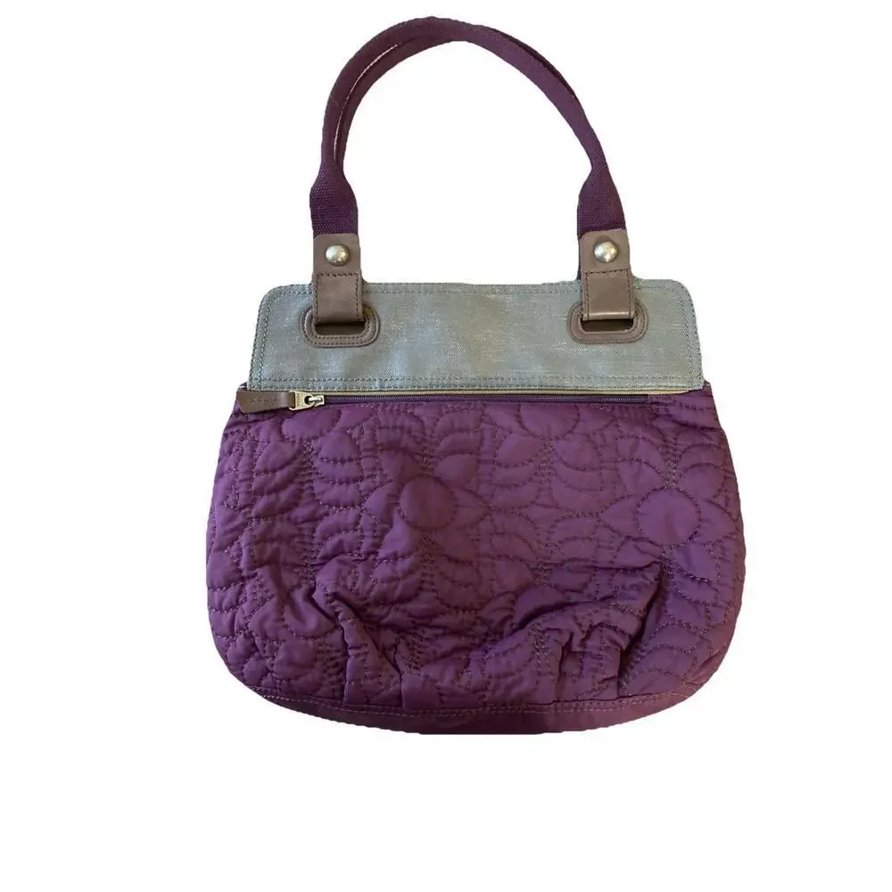 Fossil Key-Per shoulder bag Plum‎ Purple Silver Quilted Purse